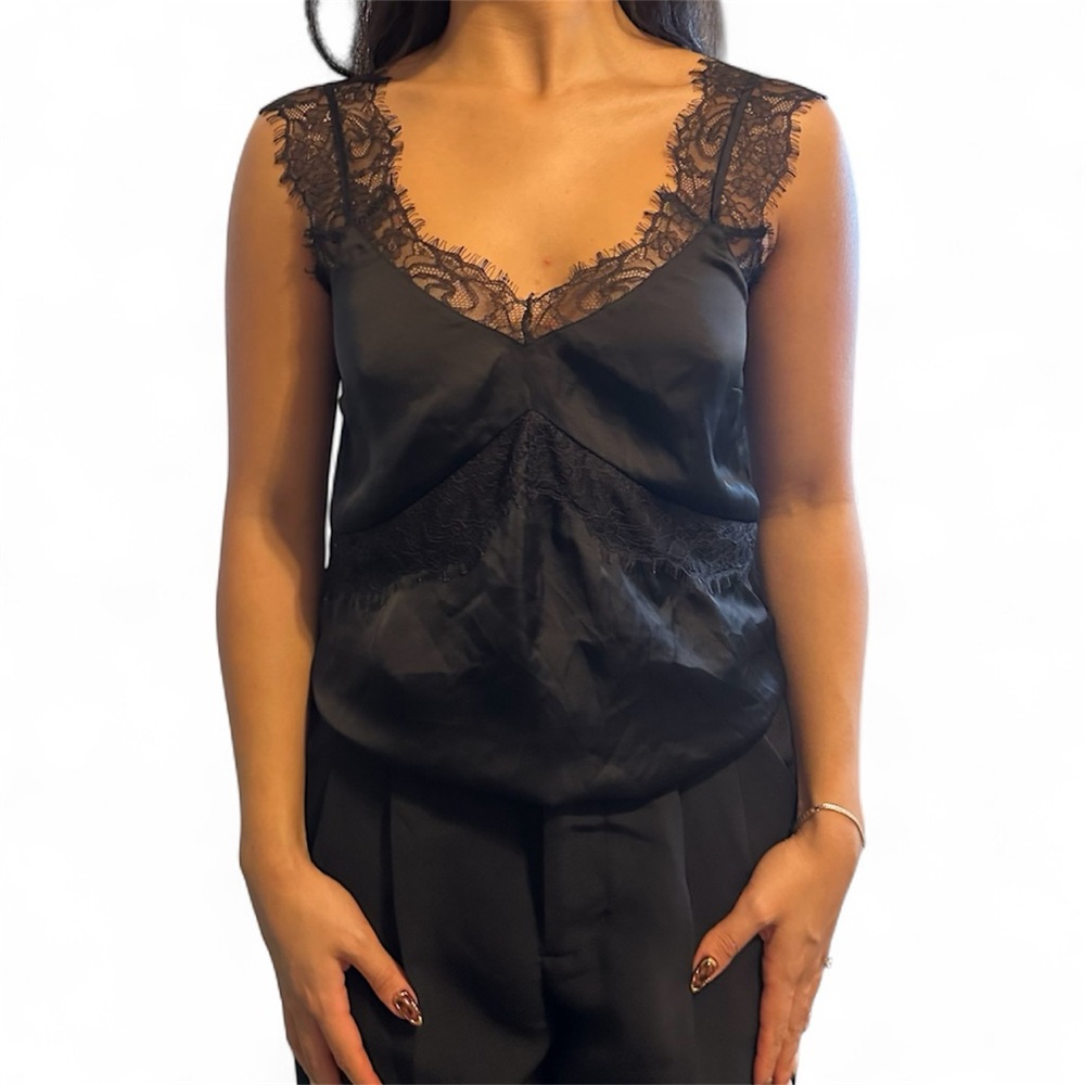 Elegant Black Lace Trim Camisole